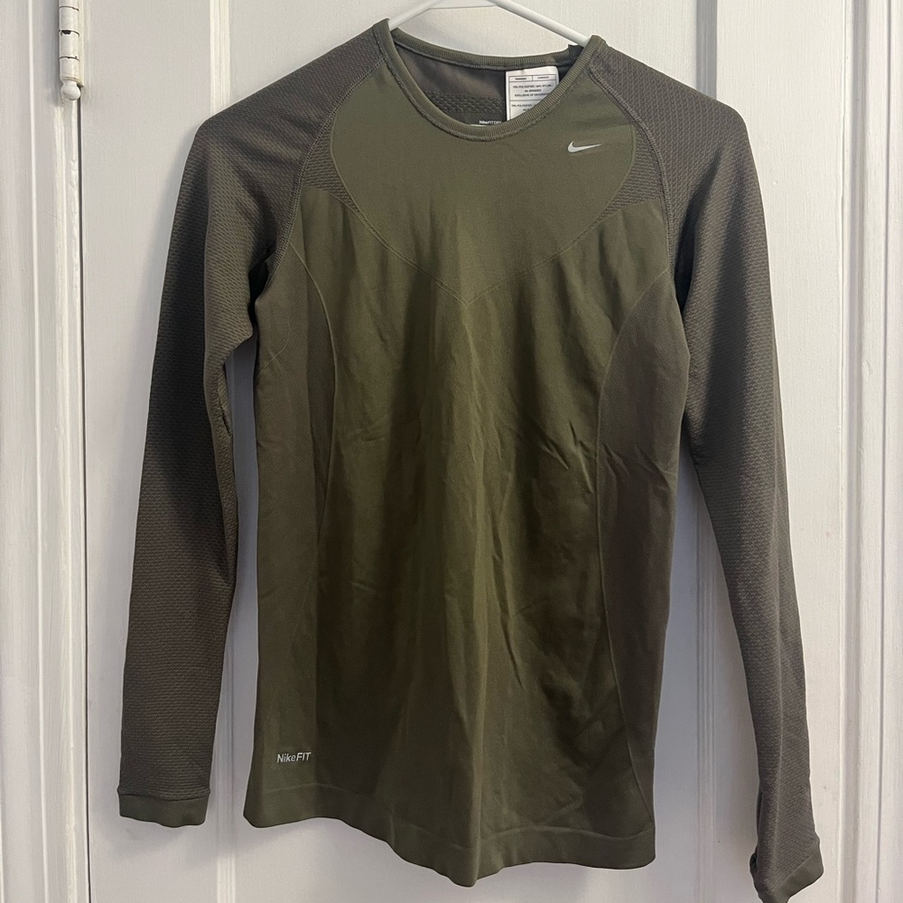 Nike Dry Fit long sleeve top army green